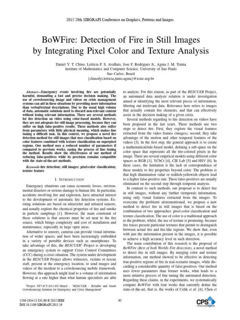 2015 BoWFire Detection of Fire in Still Images by Integrating Pixel ...