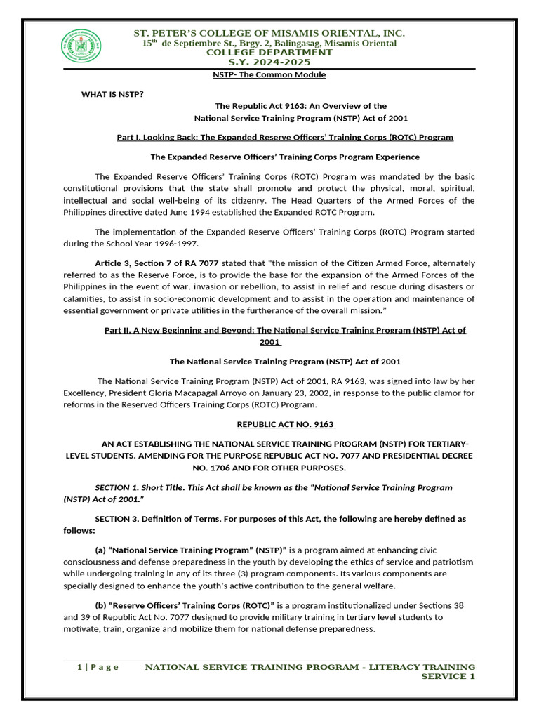 NSTP Module 1 | PDF | Philippines