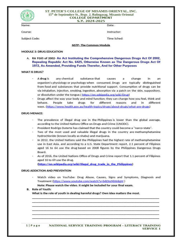 NSTP Module 3-5 | PDF | Drugs | Climate Change
