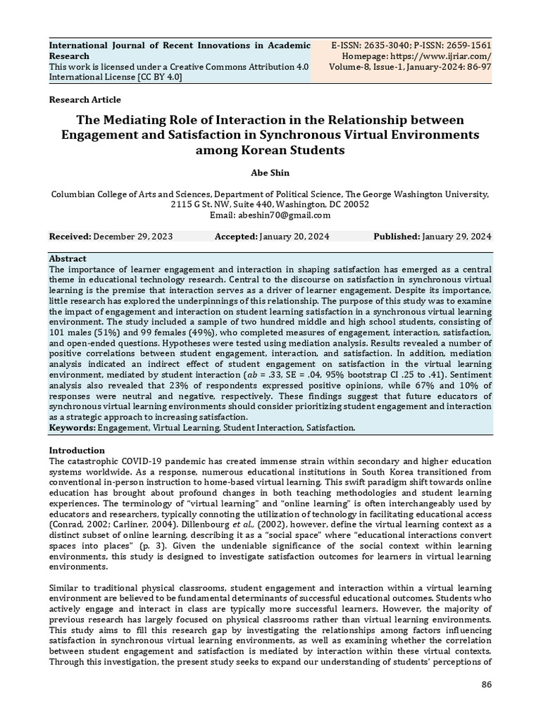 The Mediating Role of Interaction in The Relationship Between ...