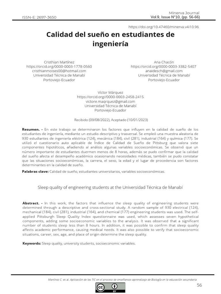Calidad de sueño en estudiantes de ingeniería | PDF | Dormir | Adultos