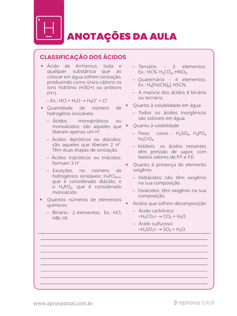 QMC AN Funções Inorgânicas Classificação Dos Ácidos | PDF | Arte