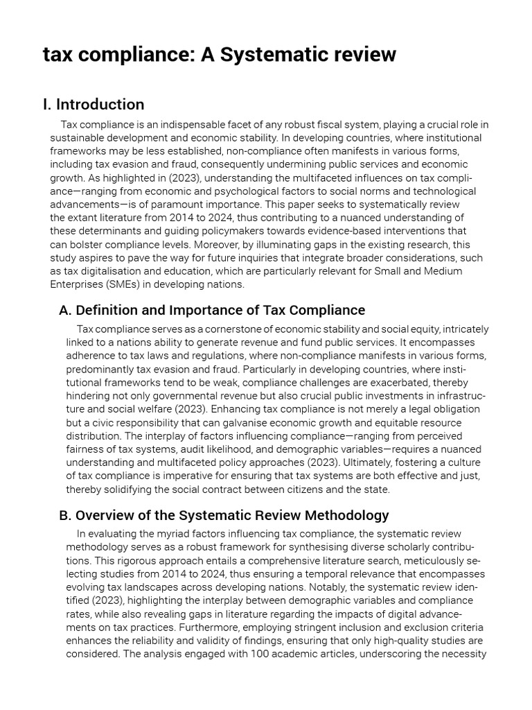 Tax Compliance A Systematic Review | PDF | Taxes | Regulatory Compliance