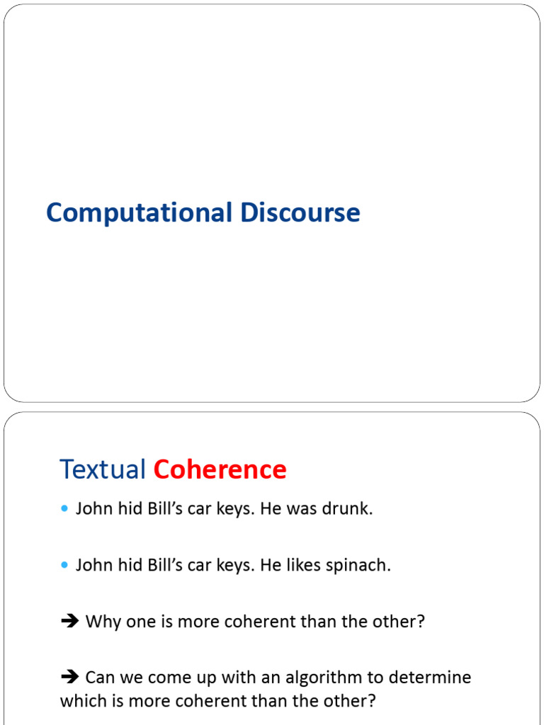 Understanding Textual Coherence and Discourse | PDF | Parsing | Tin Woodman