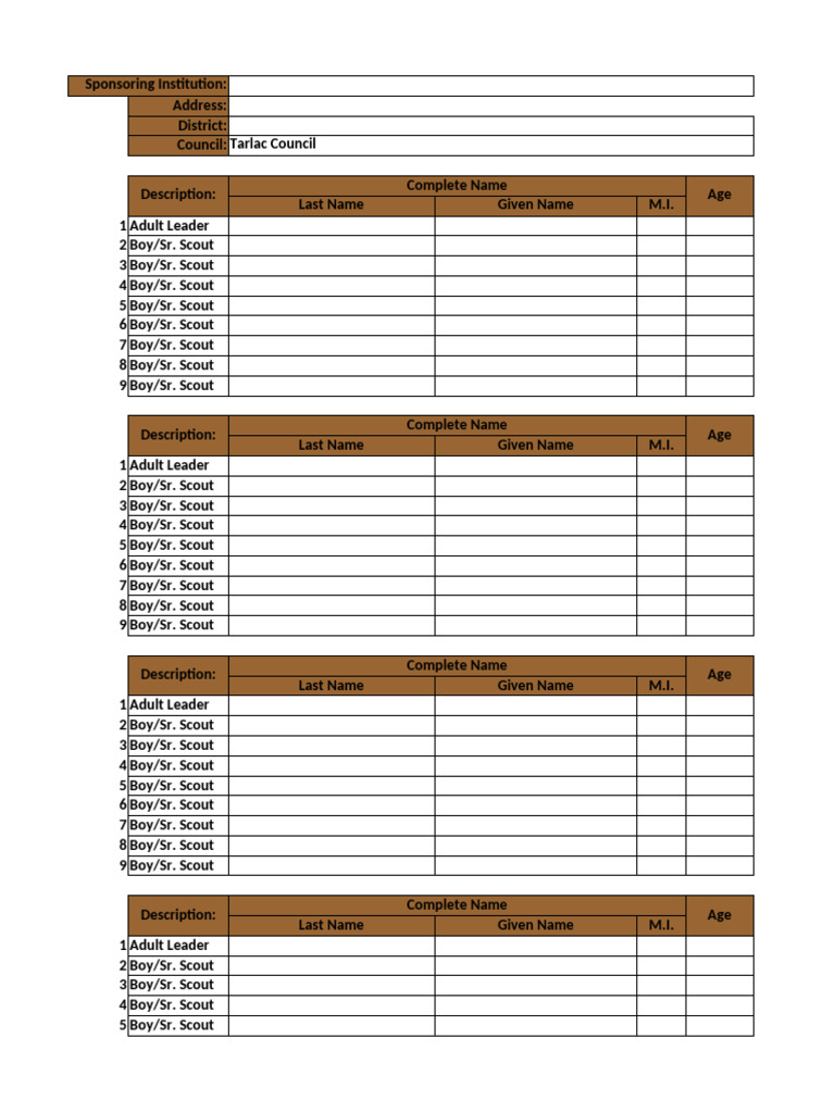 Excel Form Roster of Participants | PDF | Sports & Recreation | Wellness