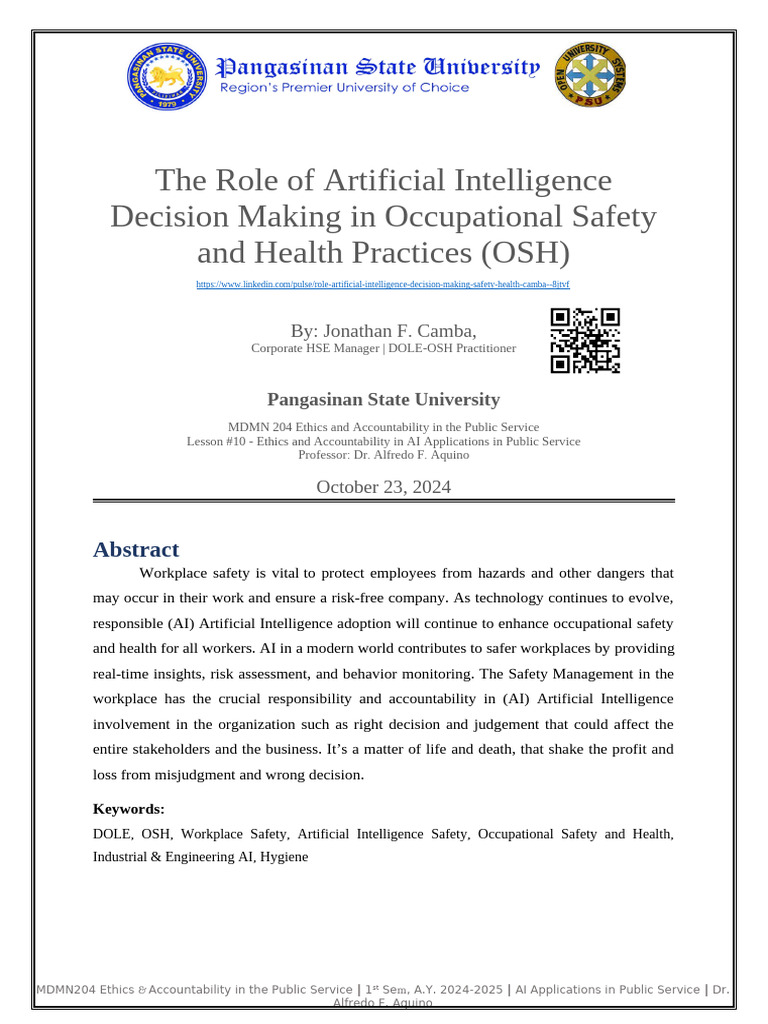 AI's Impact on Workplace Safety | PDF | Artificial Intelligence ...