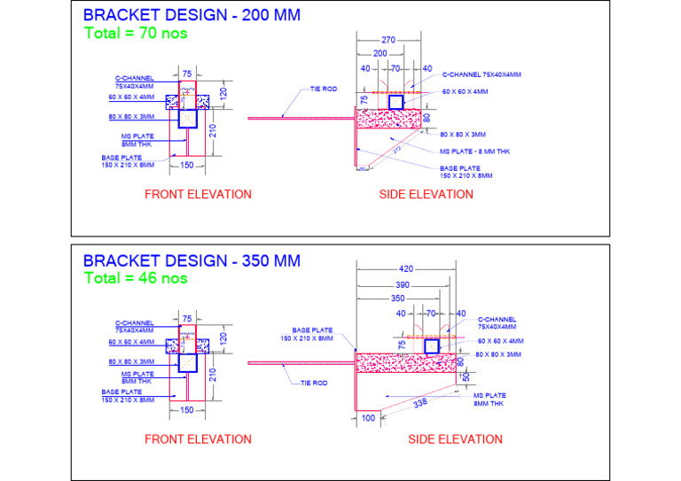 Bracket Detail Drawings: 200 & 350 mm | PDF
