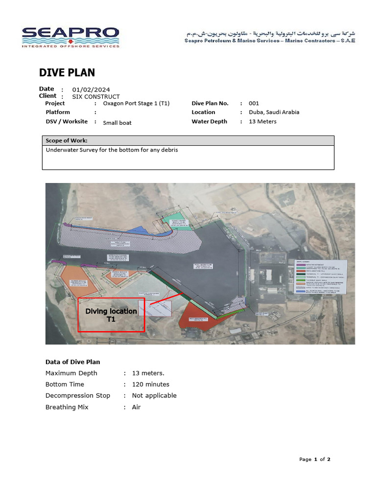 NEOM Dive Plan for Underwater Survey | PDF