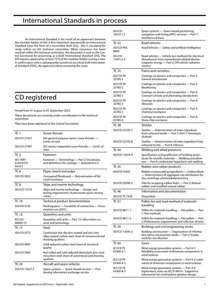 ISO Standards Update - September 2023 | PDF | International ...