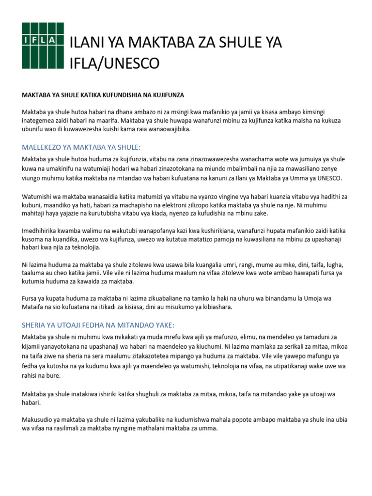 School Library Manifesto SW | PDF