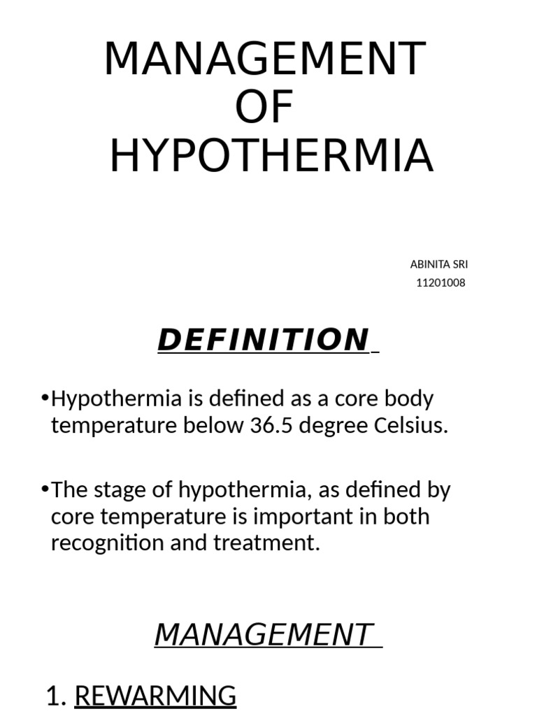 Management Of Hypothermia Pdf