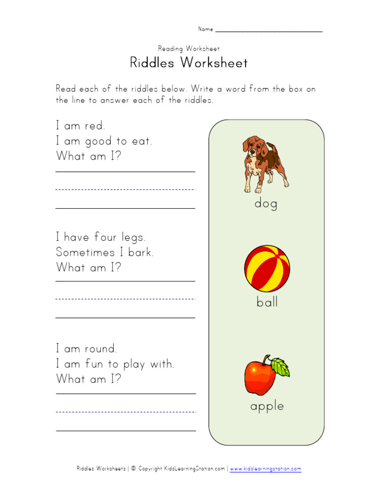 Riddles Worksheet1 | PDF