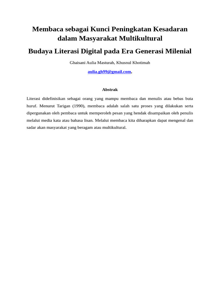 Meningkatkan Kesadaran Multikultural Melalui Membaca Pdf