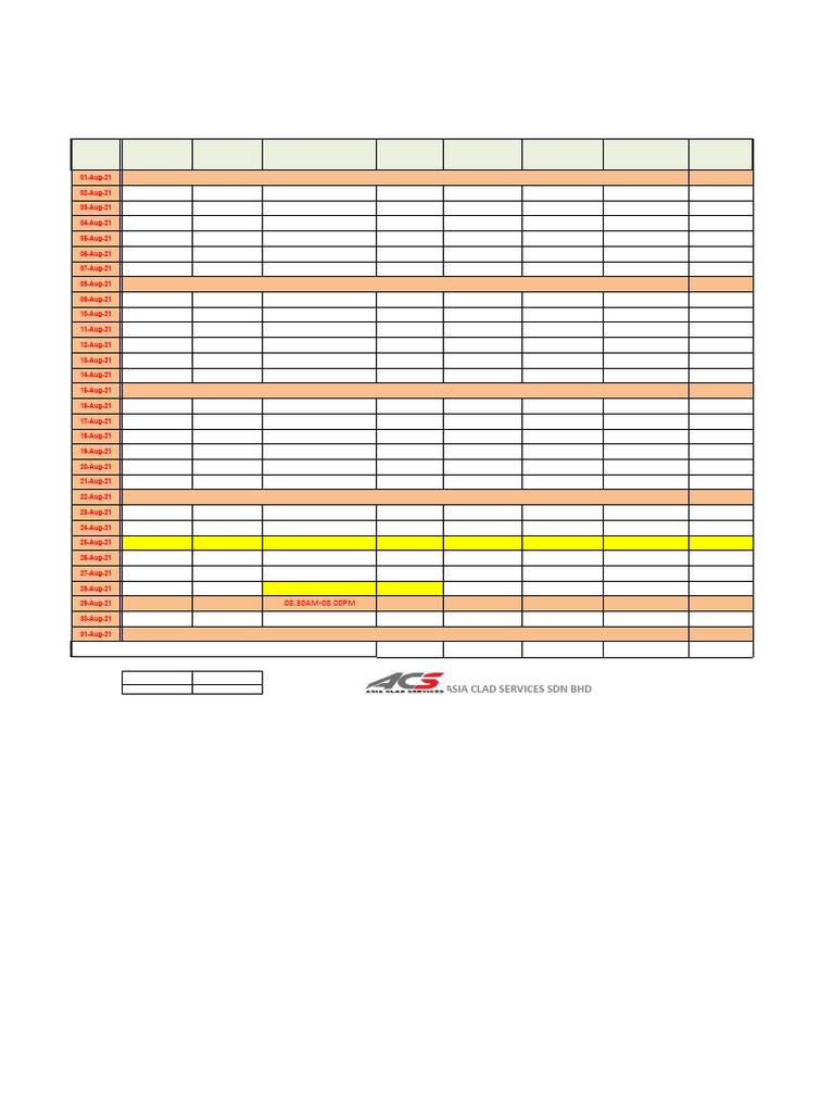 AZREEN Attendance OT - 01-29AUG2021 | PDF