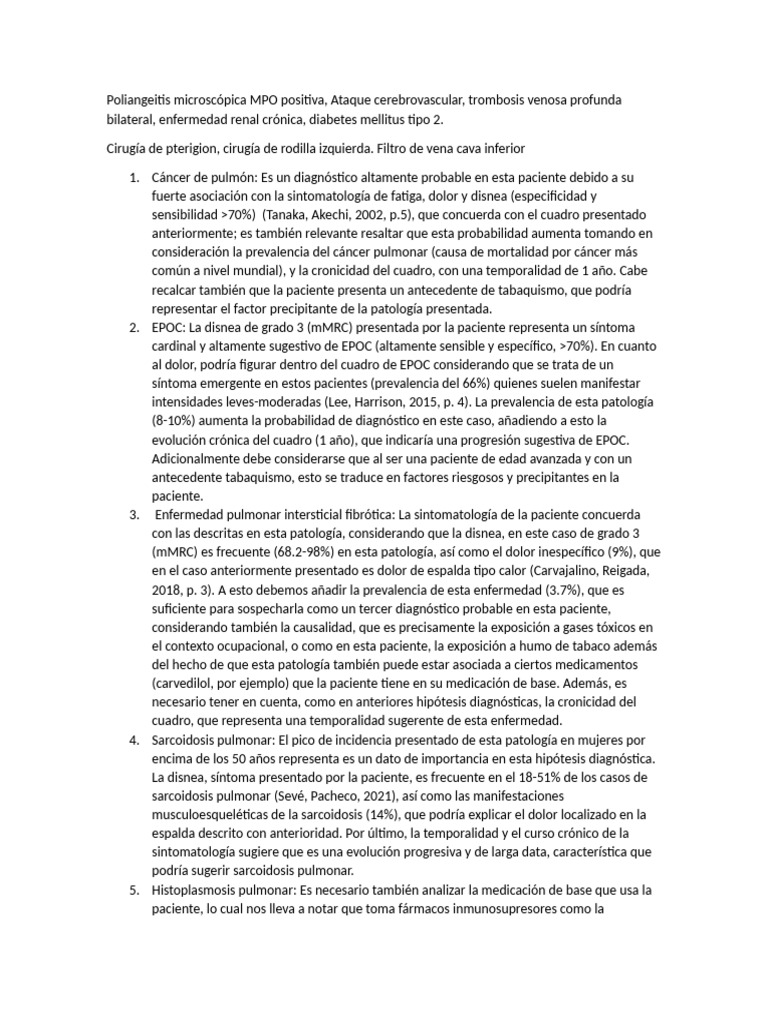 Poliangeitis Microscópica MPO Positiva | PDF | Enfermedad pulmonar ...