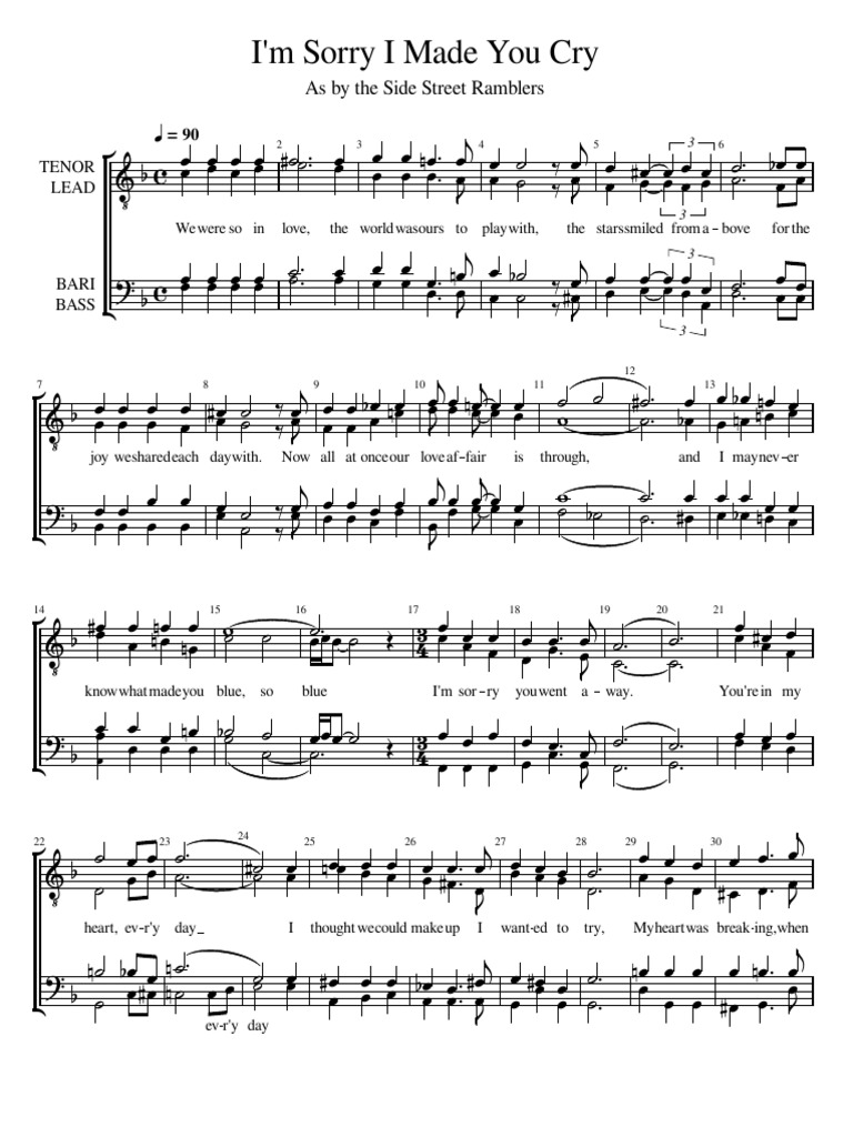 Im Sorry I Made You Cry - TTBB Side Street Ramblers | PDF | Choral ...