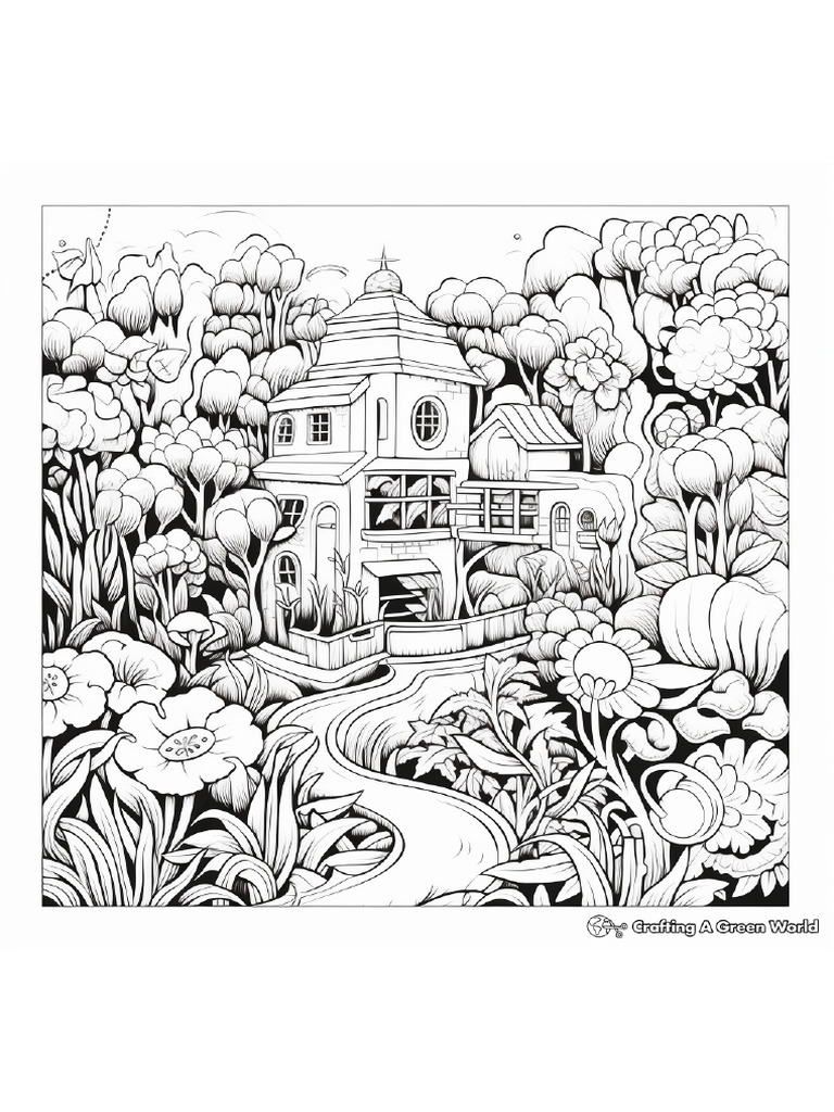 Artistic Botanical Garden Coloring Pages For Adults 1 | PDF