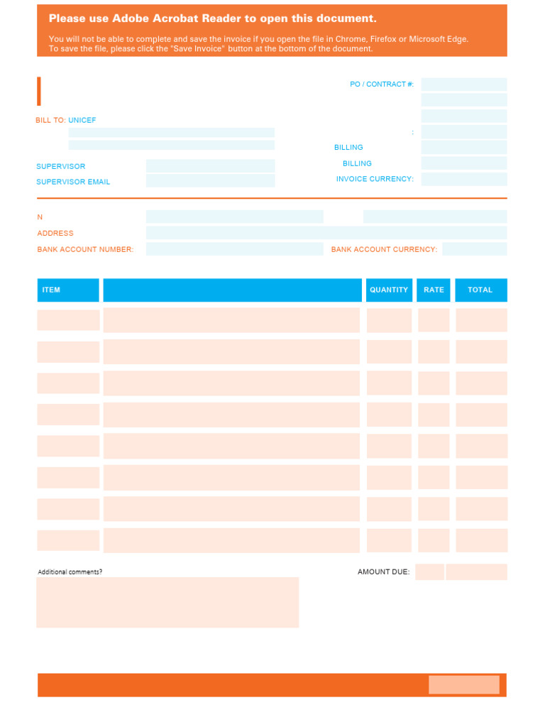 UNICEF Consultant Invoice Template | PDF | Computing | Application Software