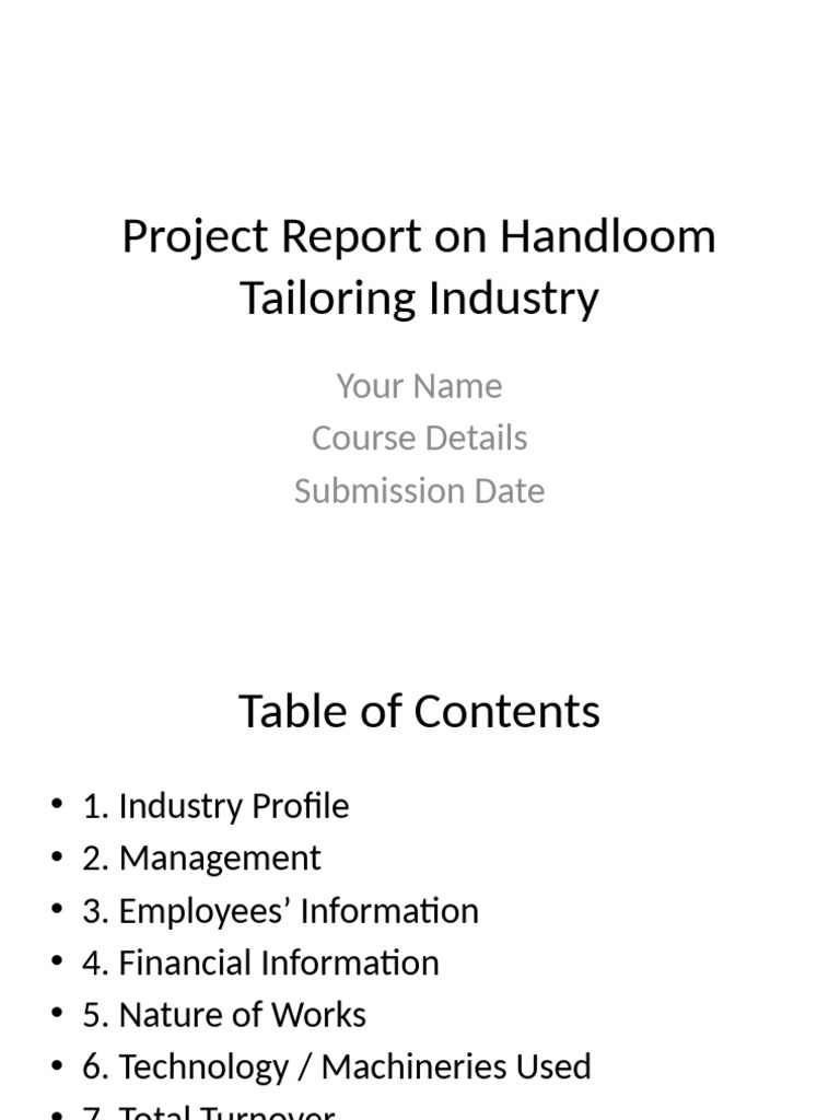 Handloom Tailoring Industry Report | PDF