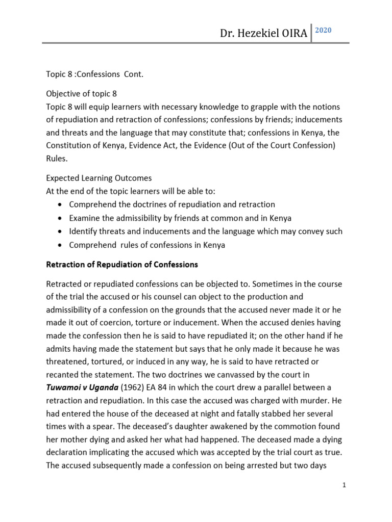 Understanding Confessions in Kenya | PDF | Confession (Law) | Right To ...