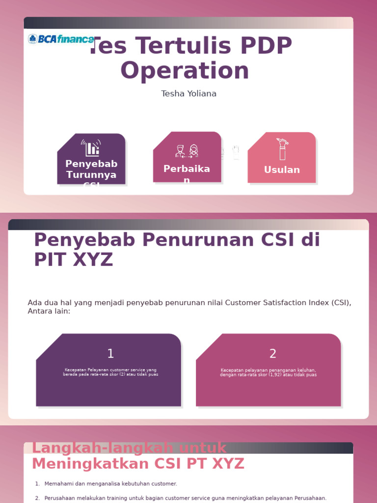 Meningkatkan CSI di BCA Finance | PDF