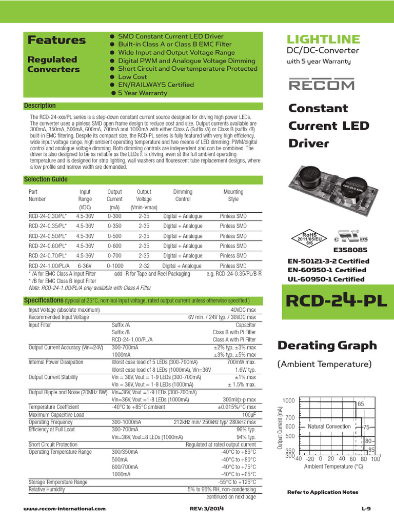 RCD-24-PL LED Driver Specifications | PDF | Power Supply | Electrical ...