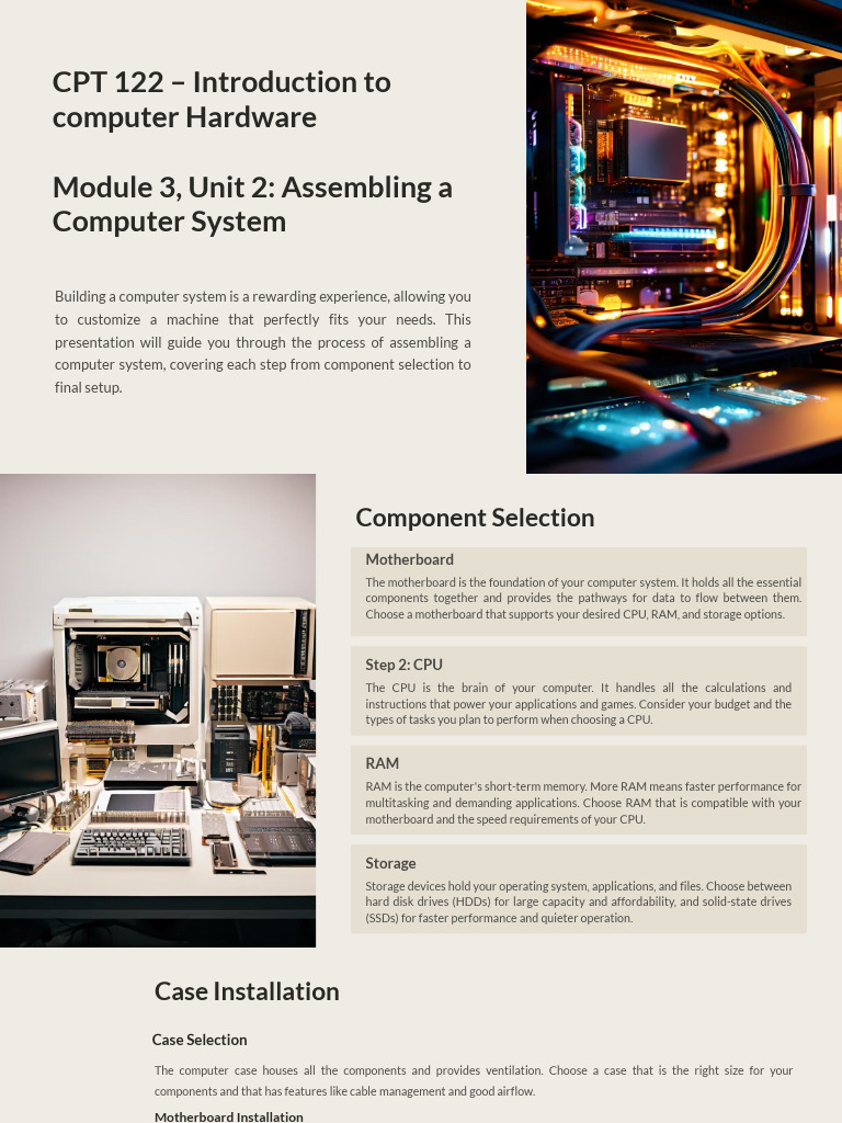 Computer Assembly Guide: Step-by-Step | PDF | Computer Data Storage ...