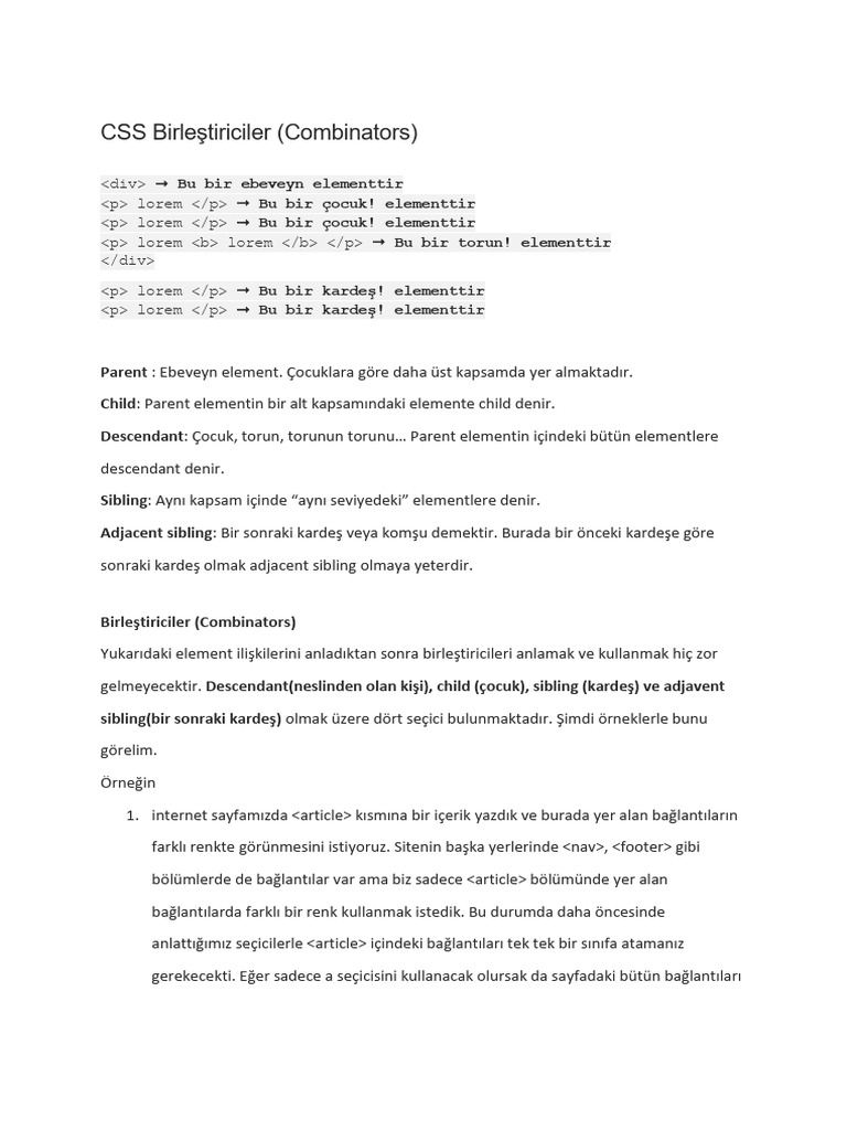 Css Kombinasyonları | PDF