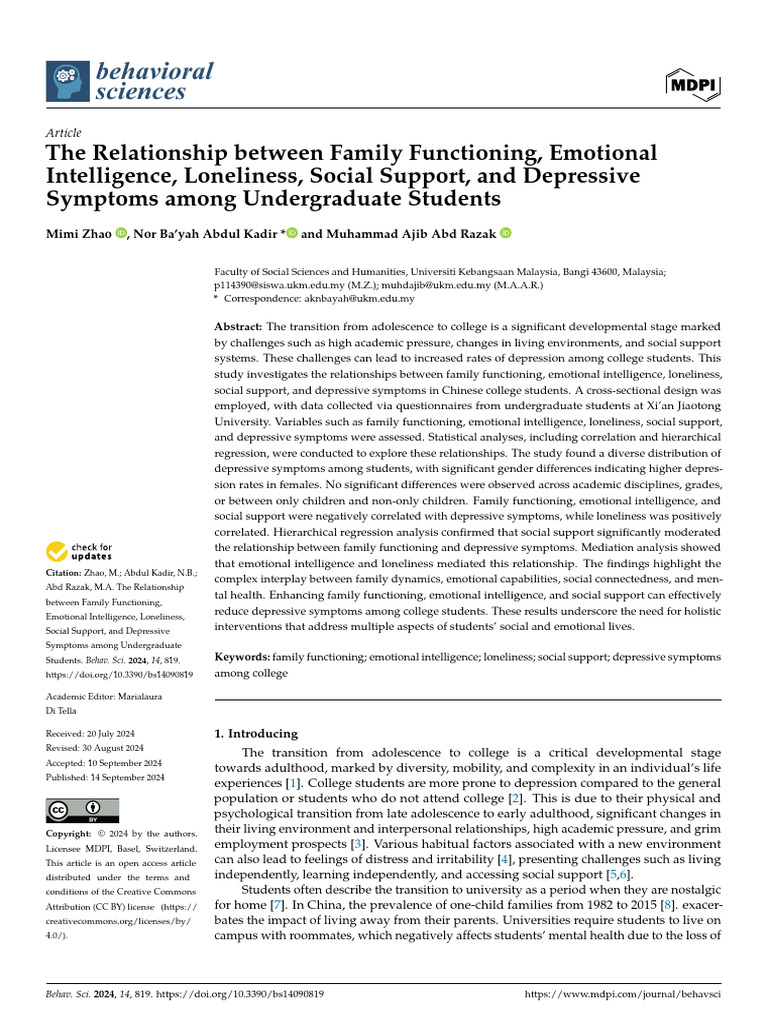 The Relationship Between Family Functioning Emotio | PDF | Mental ...