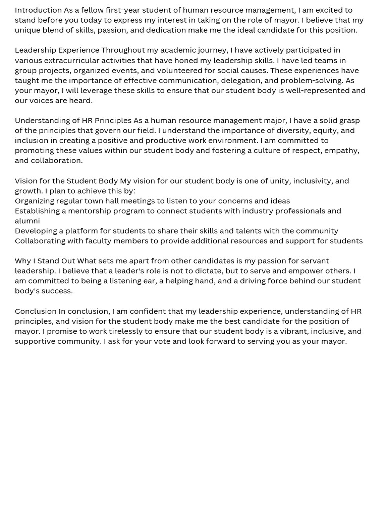 Introduction as a fellow first year student of human resource