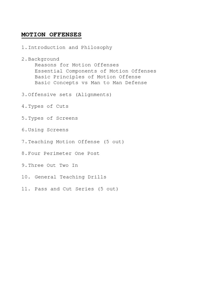 Motion Offense PDF Athletic Sports Teams