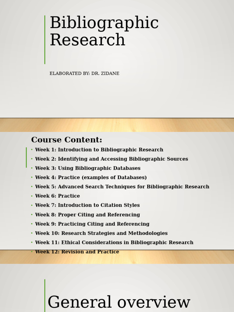Bibliographic Research Course Guide | PDF | Citation | Bibliography
