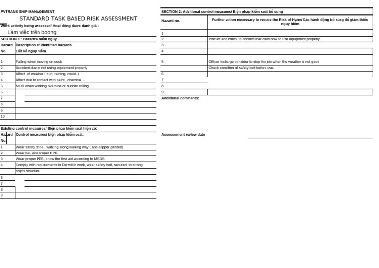 Ship Deck Safety Risk Assessment | PDF