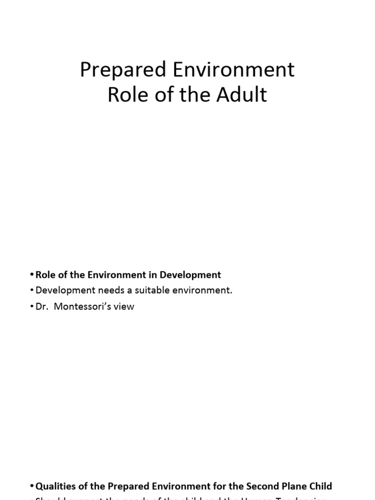Prepared Environment Role of The Adult | PDF
