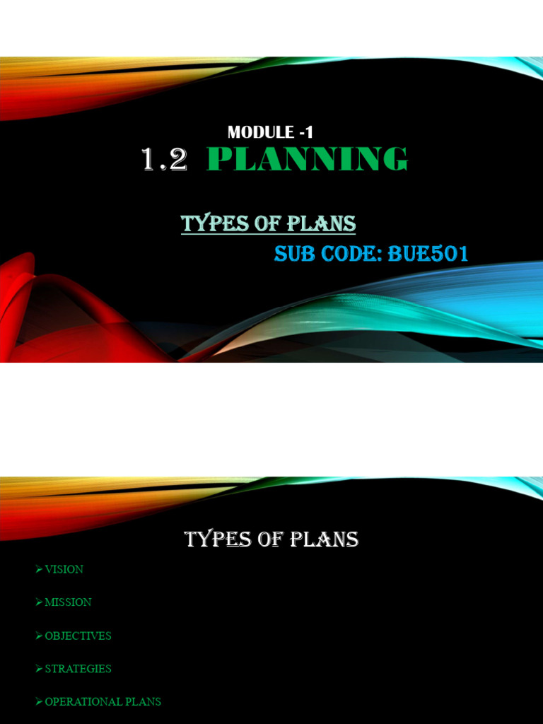 Planning: Types of Plans | PDF | Business | Art