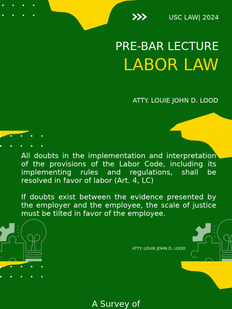 2024 Pre Bar Lecture Labor Law | PDF | Employment | Labour Law