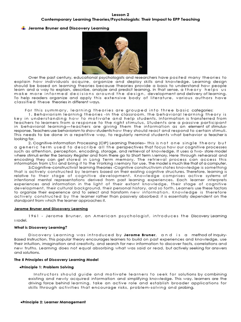 Impact of Learning Theories on EPP Teaching | PDF | Learning ...