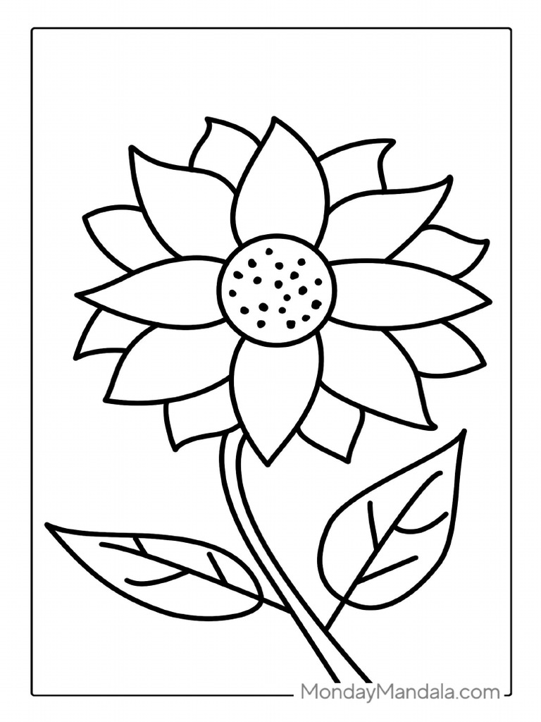 Simple sunflower to color pdf