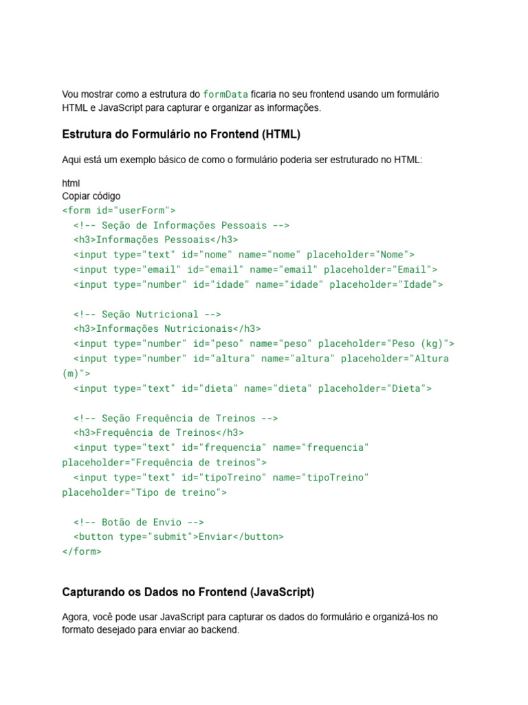 Estrutura de FormData em JavaScript | PDF | Json | Script Java