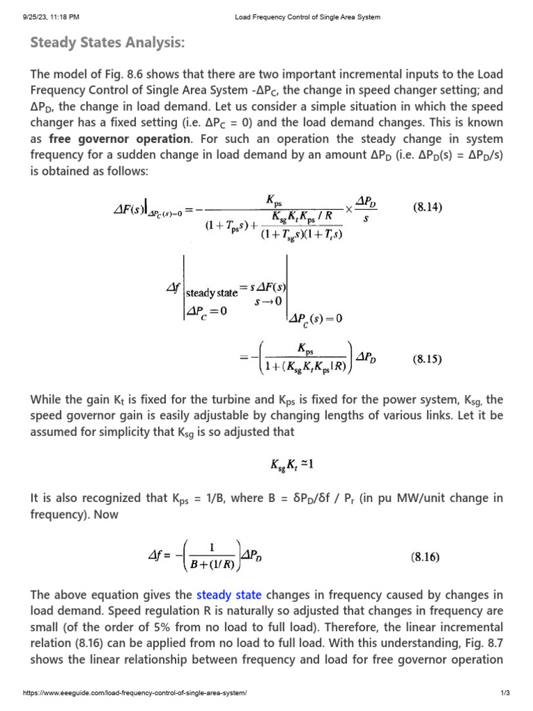 Load Frequency Control in Single Area | PDF | Electrical Engineering