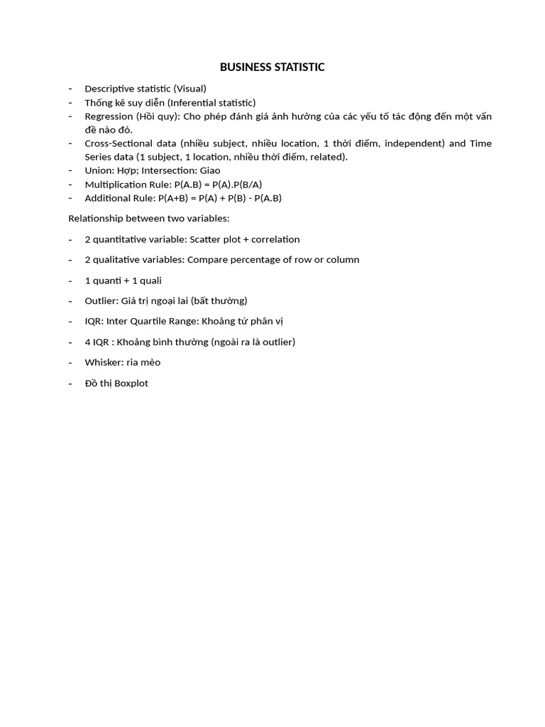 BUSINESS STATISTIC Notes | PDF | Statistics | Data Analysis