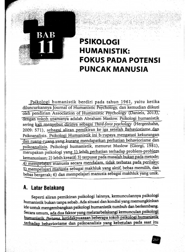 Bab 11 PSIKOLOGI HUMANISTIK | PDF
