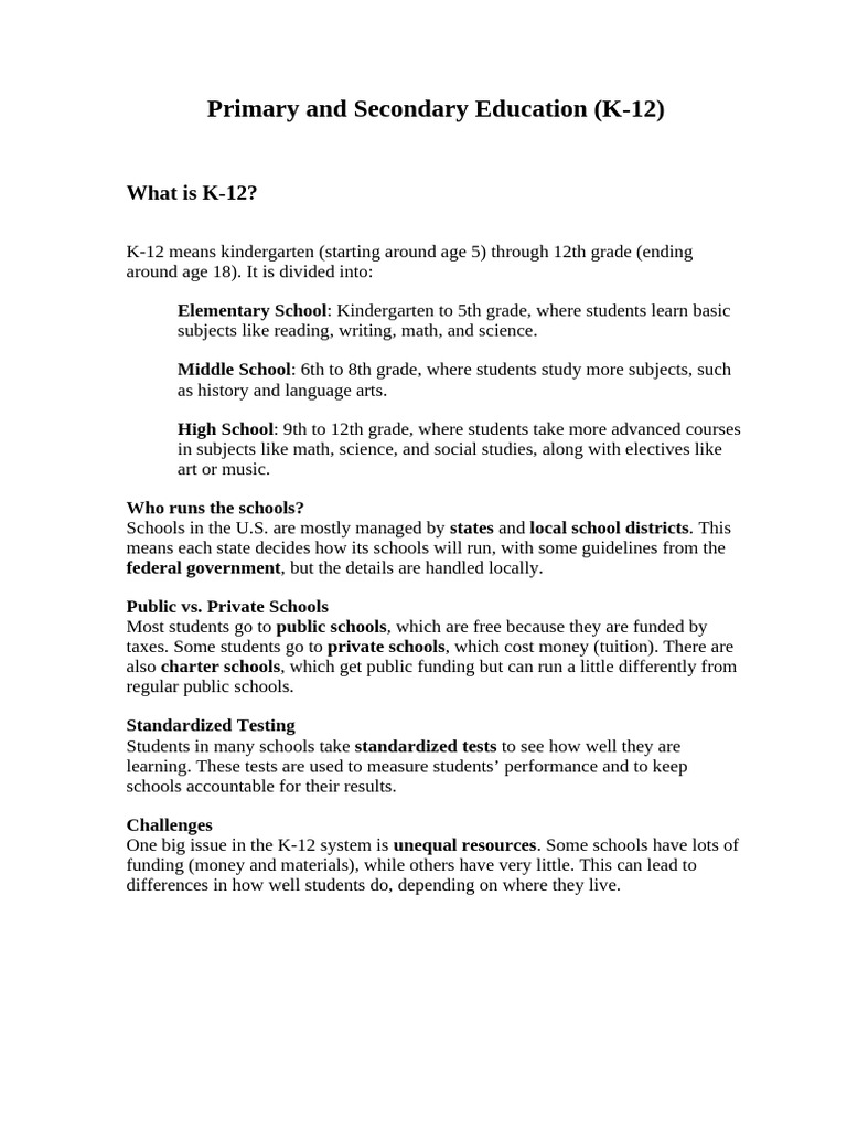 Overview of K-12 Education System | PDF | Social Science | Language ...