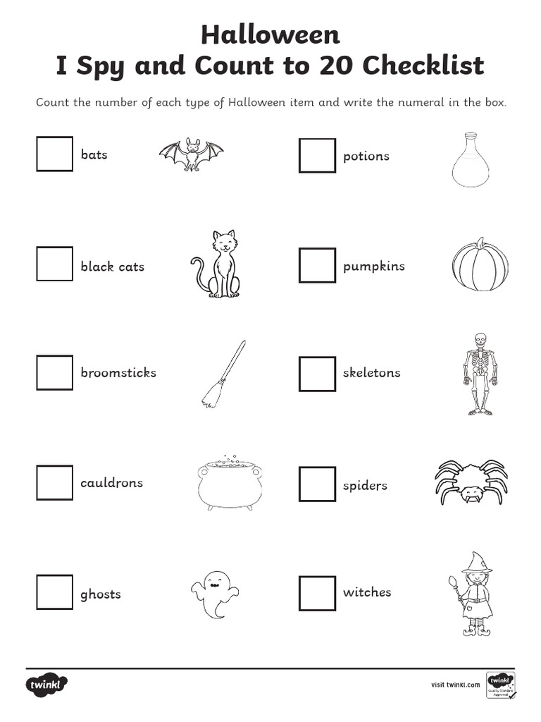 Halloween I Spy Counting Checklist | PDF