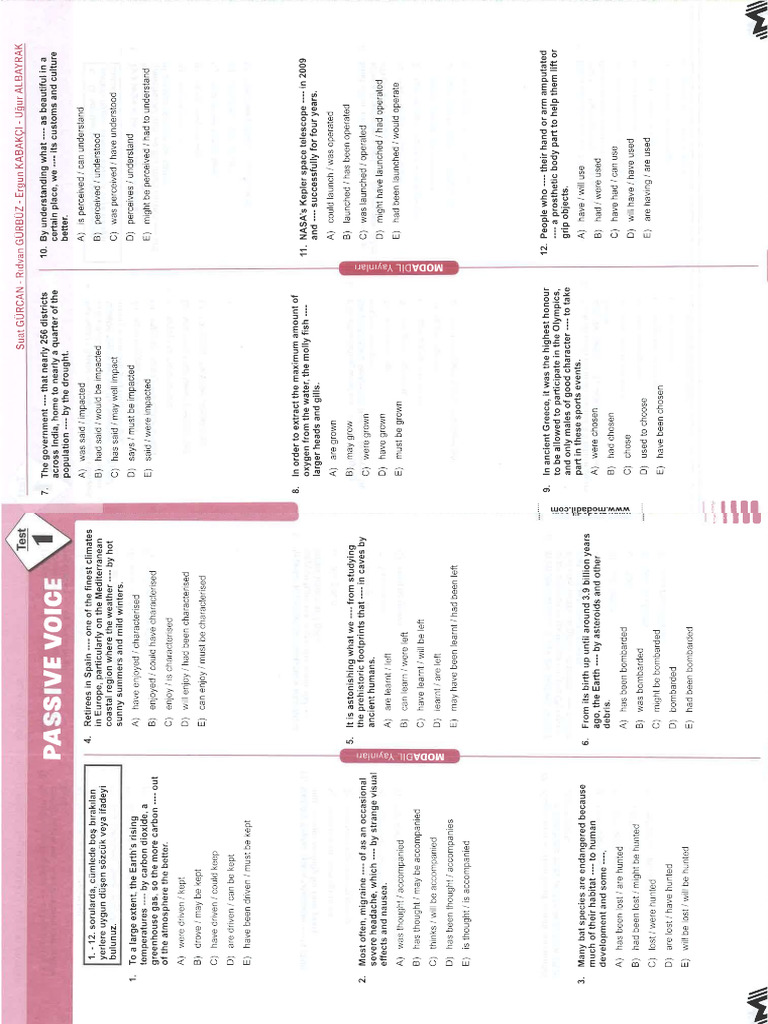 Passive Voice Test MD | PDF