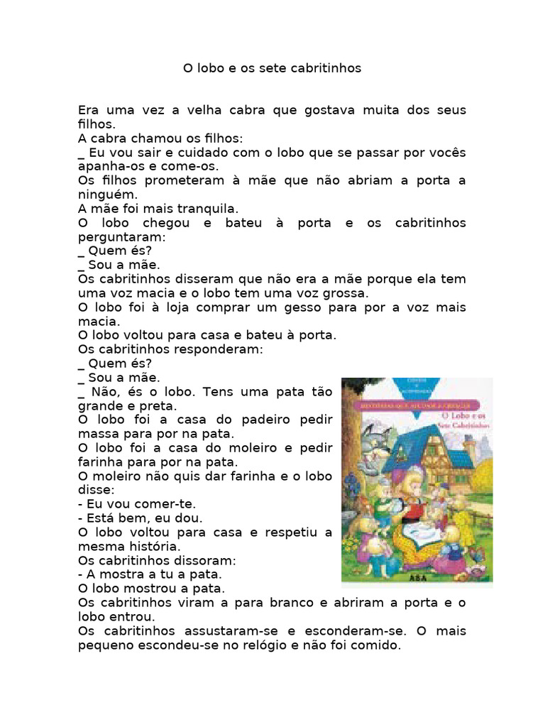 O Lobo e Os Sete Cabritinhos | PDF