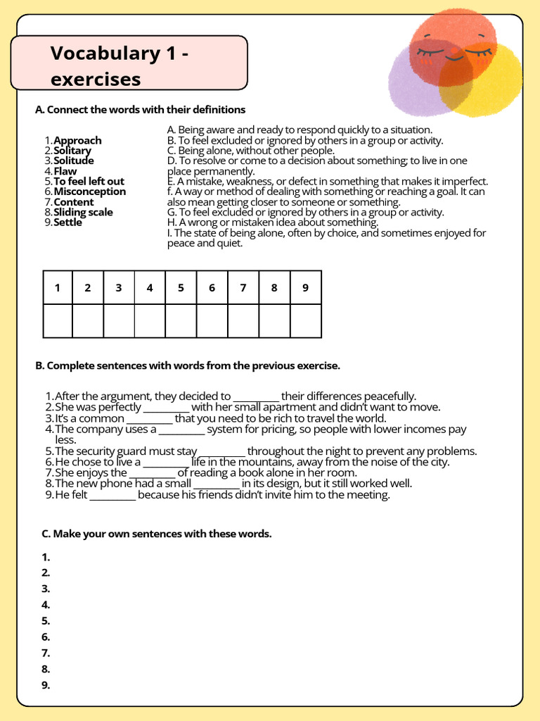 Vocabulary 1 - Exercises | PDF