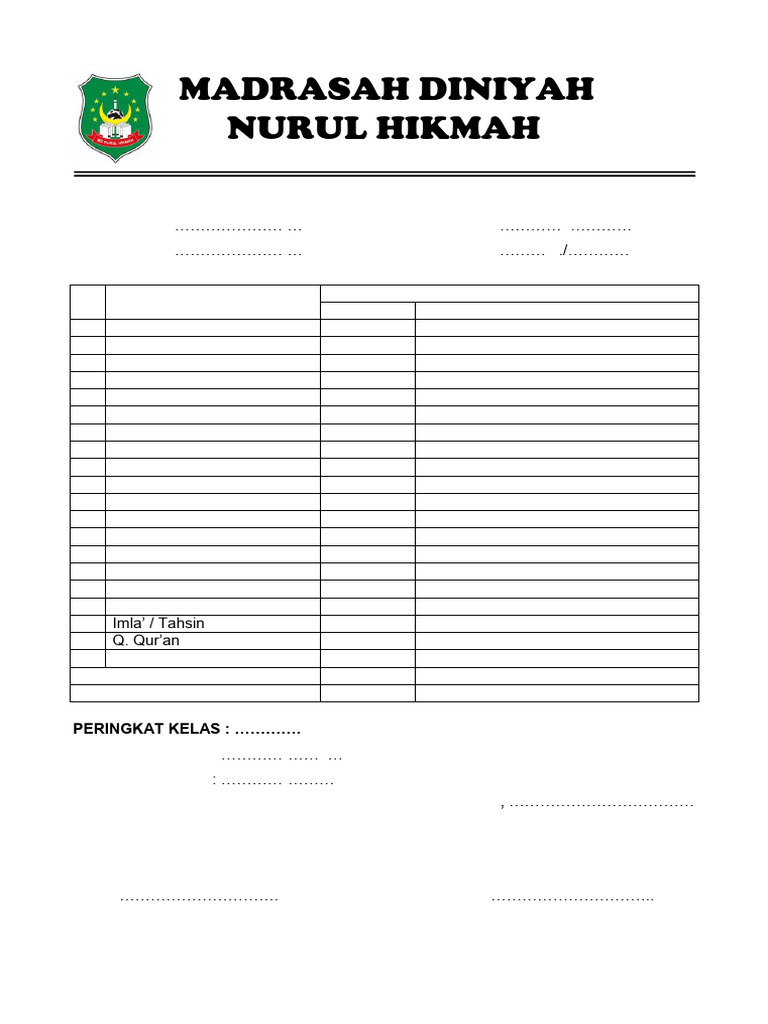 Contoh Isi Rapor | PDF