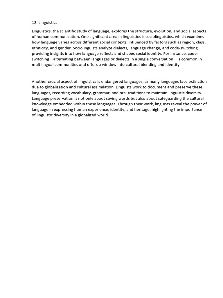 Exploring Linguistics and Language Diversity | PDF | Social Science ...