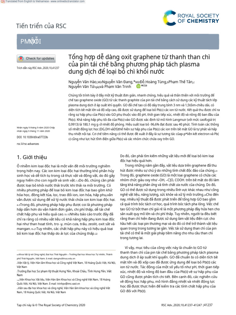 Facile Synthesis of Graphene Oxide From Graphite R.en - VI | PDF